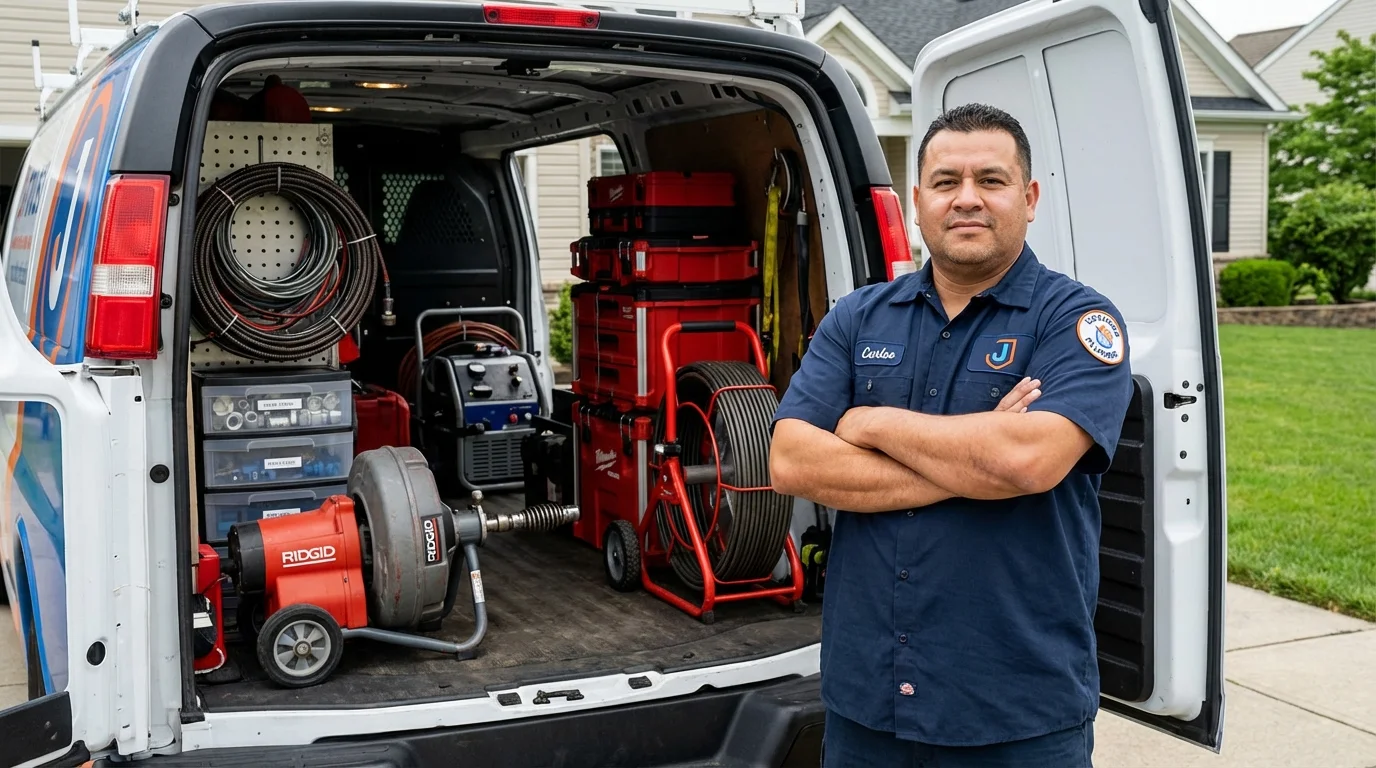 Professional drain cleaning equipment and Johns Plumbing LLC plumber in Big Bear City