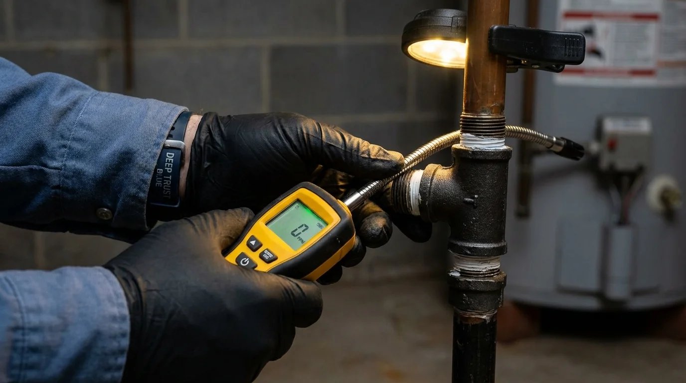 Gas leak detection with electronic sniffer by Johns Plumbing LLC in Big Bear City