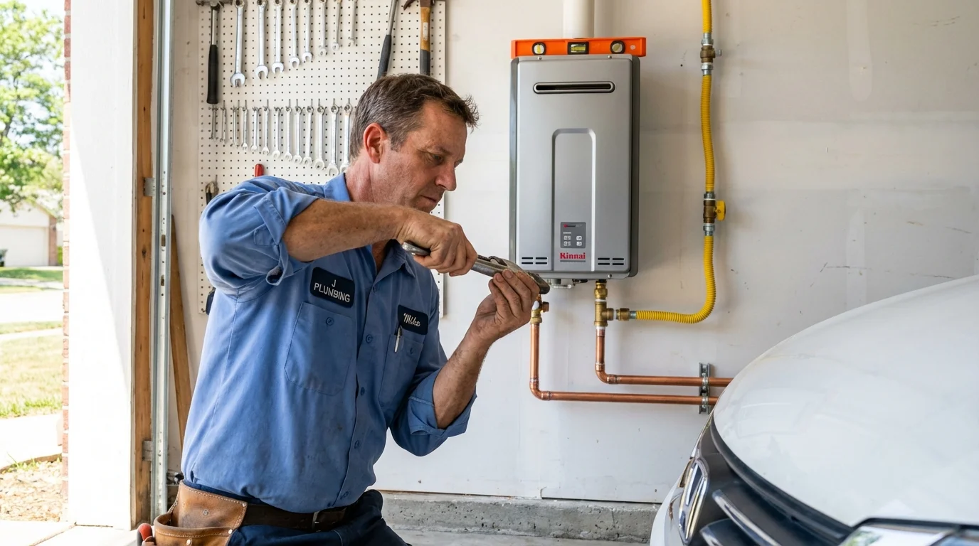 Tankless water heater installation by a Johns Plumbing LLC plumber in Big Bear City